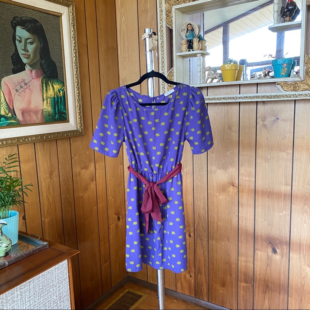 Darling Purple and Green Everly Elephant Dress